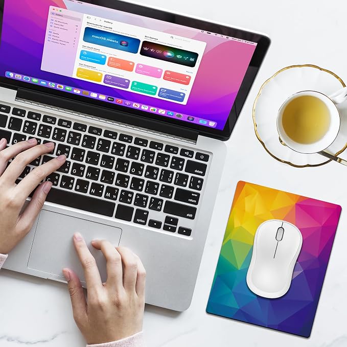 Small Mouse Pad, Mini Mouse Pads for Wireless Mouse and Laptop, Travel Mousepads with Designs - Cool Colorful Rainbow, Portable Mousepad with Non-Slip Rubber Base - 5.5 x 7 in