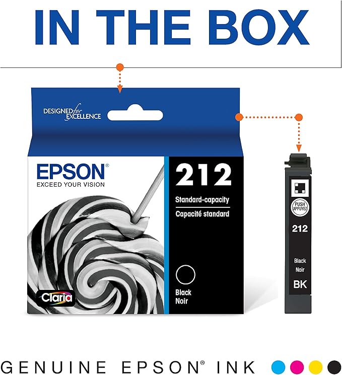 Epson 212 Claria Ink Standard Capacity Black Cartridge (T212120-S) Works with Workforce WF-2830, WF-2850, Expression XP-4100, XP-4105 (Pack of 2)