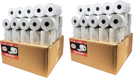 (100 Rolls) 3 1/8 x 230 Thermal Paper Receipt Rolls (55 GSM Premium Quality German Paper) Fits All POS Cash Registers BPA Free - BuyRegisterRolls