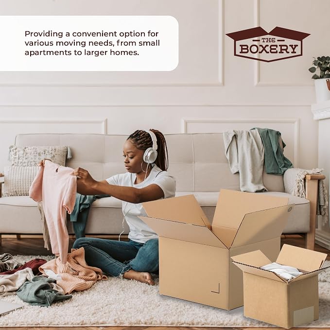 The Boxery Moving Boxes 10-Pack Large | 18x18x18 inch | Durable ECT 32 Corrugated Shipping Boxes for Mailing, Packing, Moving, and Storage — Recyclable and Made in the USA