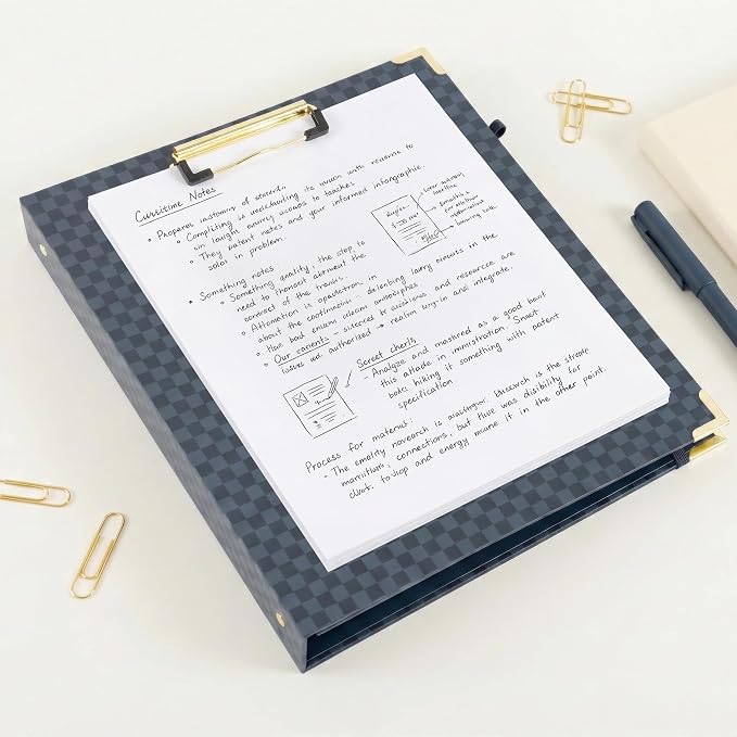 Aesthetic Clipboard Binder with Dividers - 3 Ring Organizer for Work | Sturdy Document Organizer, Clipboard Folder and Planner Folio for Streamlined School Projects, Notes and Office Productivity