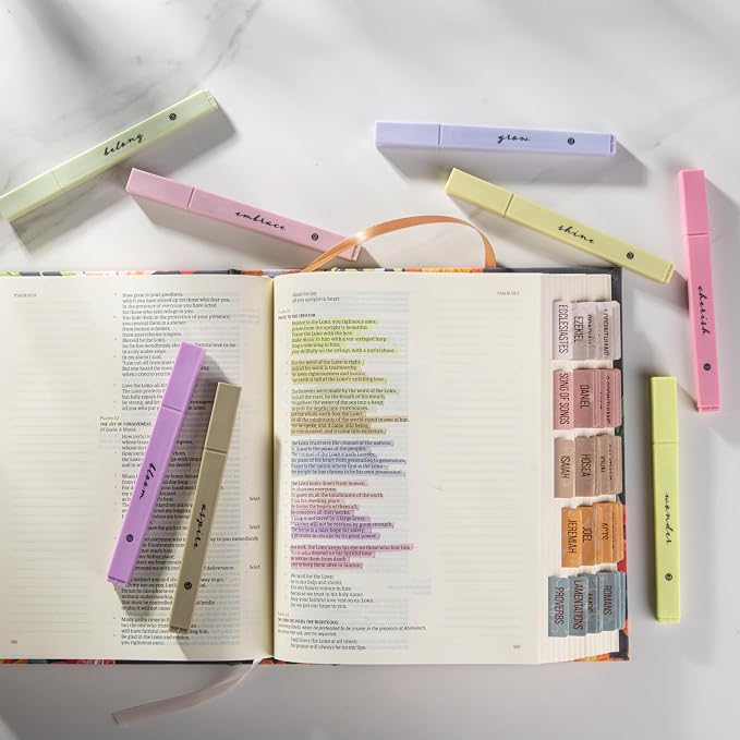 DIVERSEBEE Bible Highlighters with Soft Chisel Tip, No Bleed (Figs) | 8 Pack Assorted Colors Pens, Quick Dry, Cute Aesthetic Markers, Bible Study Journaling Supplies and Accessories