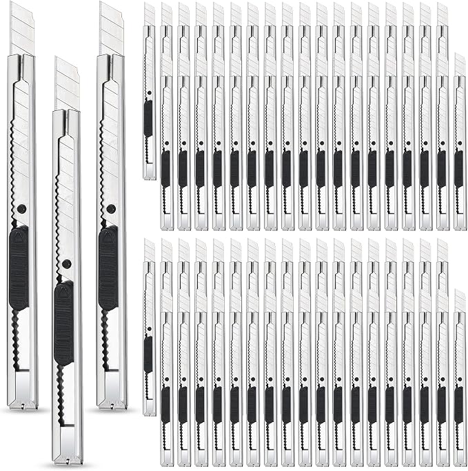 Willbond 200 Pcs Box Cutters Utility Knife Small Retractable Snap off Box Cutters 9 mm Wide Blade Cutter for Letter or Small Box Opening and Paper Cutting and DIY Craft for Home Office Craft Hobby Use