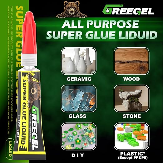 Liquid Super Glue 8 x 3G, Clear CA Glue for Plastic, Wood, Metal | Clear cyanoacrylate adhesive for wood, metal, ceramic, 3D printing. Perfect single-use tubes for DIY craft & hobby models.