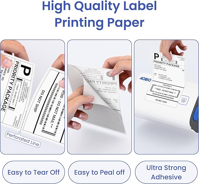 4X6 Direct Shipping Labels - Commercial Grade Thermal Printer Labels - Compatible with 4x6 Direct Thermal Printers