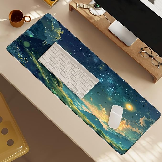 Forest Starry Sky Gaming Mouse Pad, Large Extended Mouse Pad Big Computer Mousepad for Home Office Gaming Work 31.5x11.8inch