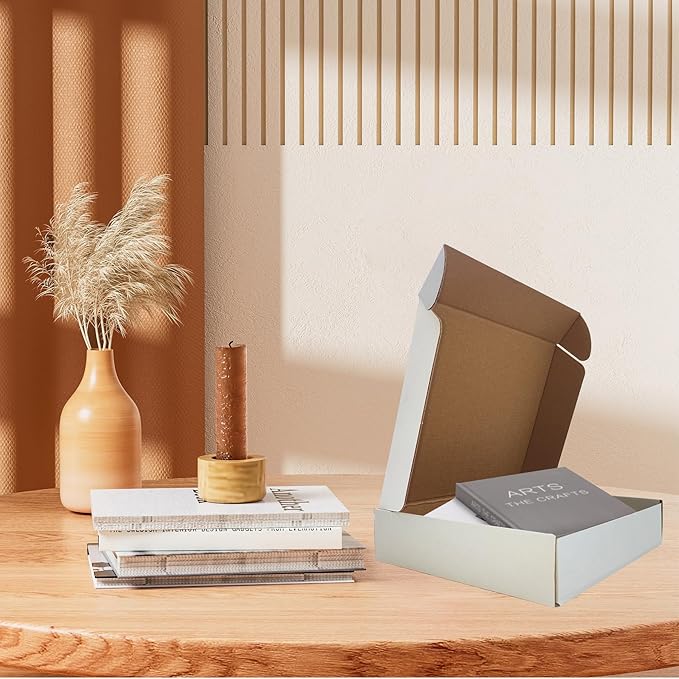 9x8x2 inch Shipping Boxes Set of 25， White Corrugated Cardboard Box Mailer Boxes for Packaging Small Business Shipping，Mailing Boxes Bulk for Birthday Wedding Party Book Literature Gift Giving