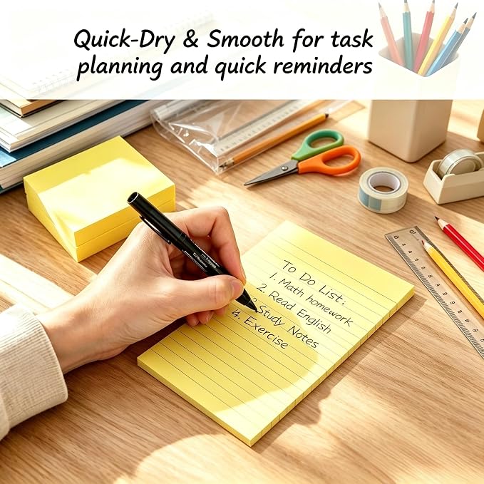 Lined Sticky Notes 3x5 in,400 Sheets,Clean Remove for Home,Back to School | 8 Pack Ruled Stickies Notepads,Smooth Writing,No ink bleed-through,Office Memo Note Pads for Reminders, Lists, and Planning
