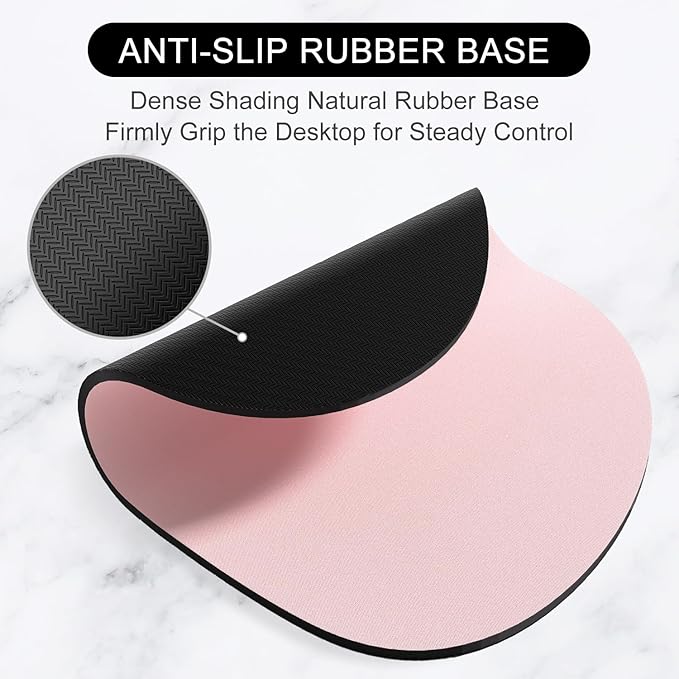 Hsurbtra Mouse Pad, Premium-Textured Small Oval Mousepad 8.7 x 7.1 Inch Pink, Thick 3 mm Anti-Slip Waterproof Rubber Pretty Cute Computer Mat for Office Home Gaming Laptop Men Women Kids