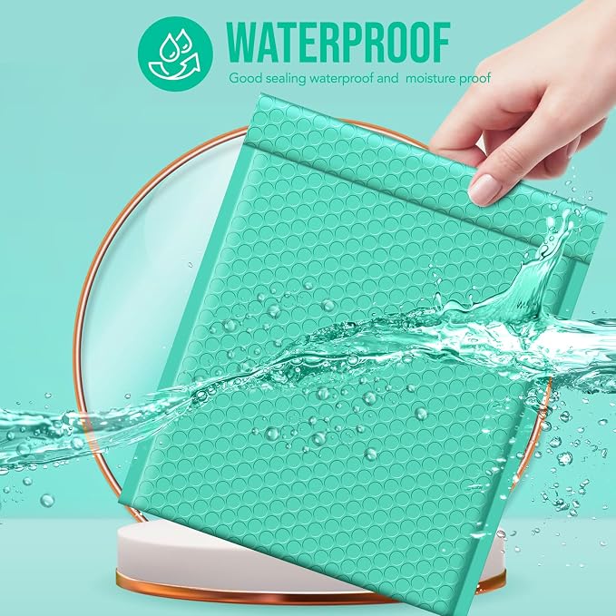 Fuxury 250Pack Teal Bubble Mailers 8.5x12" Medium Opaque Padded Envelopes | Strong Adhesion Bubble Mailer Thick Padded Mailers for Small Business Mailing Books Clothes Makeup Supplies