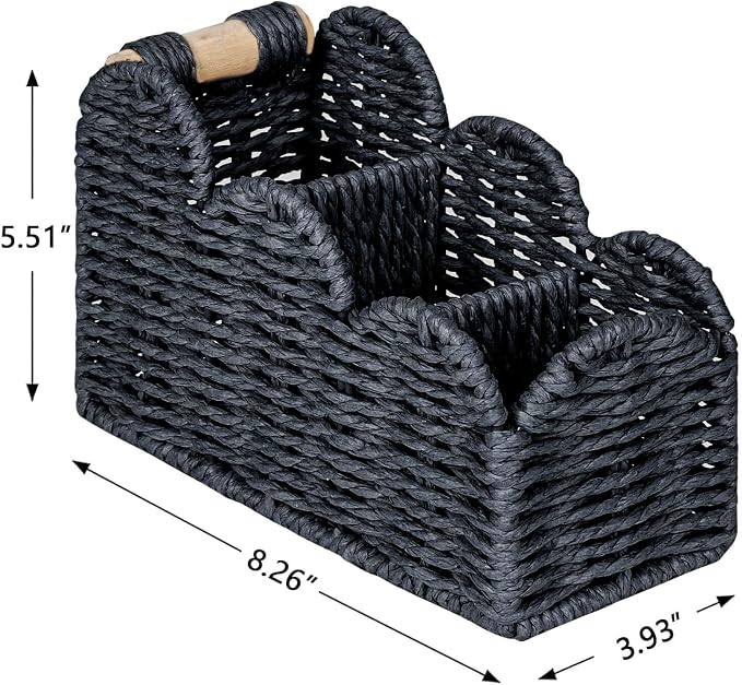 CubesLand Bedside Table Desk Organizer Caddy, Remote Pen&Pencil Holder Cup | Makeup Brush Holder w/Scalloped Perfect for Home, Office Desk, Living Room Table Decor, 3 Slots Black