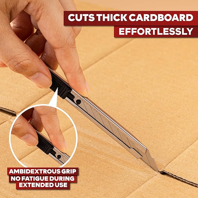 XFasten Snap Off Utility Knife Retractable 3-Pack 9mm Retractable Box Cutter Craft Knife with 30pcs 30 Degree Snap Off Blades Stainless Steel Craft Knives for Vinyl, Cardboard, Window Tint Cutter