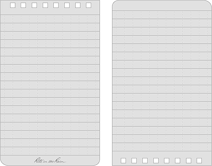 Rite in the Rain Weatherproof Top Spiral Notebook, 3" x 5", Black Cover, Universal Pattern, 3 Pack (No. 735-3X)
