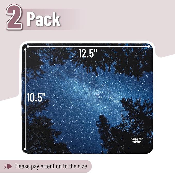 Mr. Pen- Mouse Pad, 12.5"x 10.5", 2 Pack, Night Sky | Laptop and Computer Mouse Pad Gaming, Anti-Slip Rubber Base