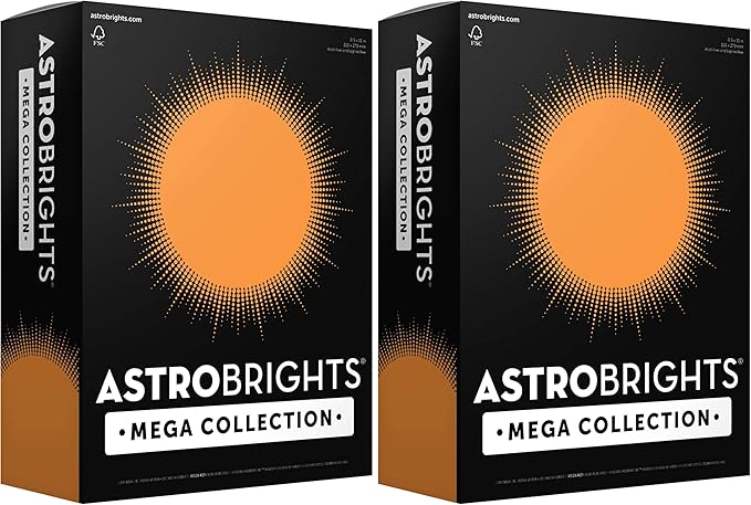 Astrobrights Mega Collection,Colored Paper,Bright Orange,625 Sheets,24 lb/89 gsm,8.5" x 11" - MORE SHEETS! (91619),(Pack of 2)