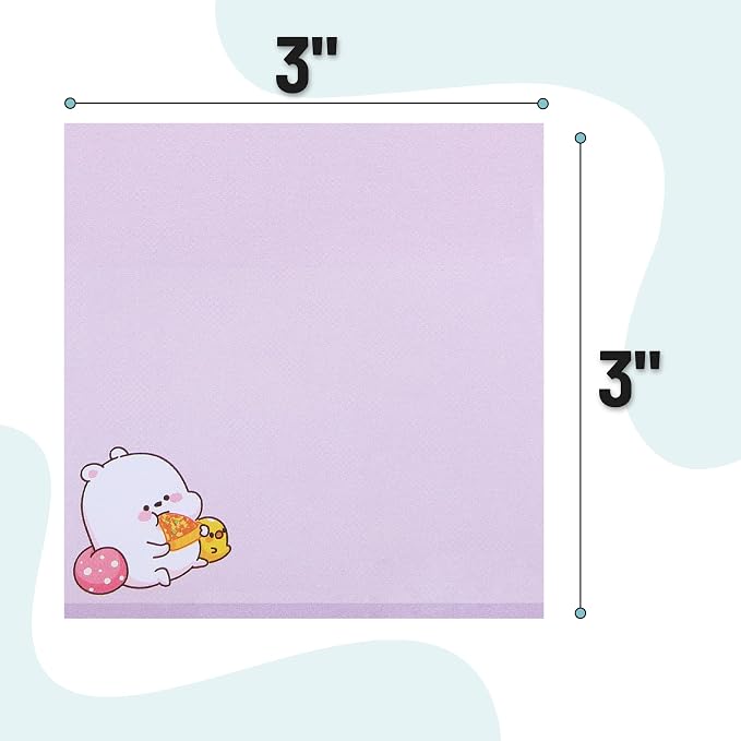 Mr. Pen- Aesthetic Sticky Notes, 3"x3", 8 Pads, 400 Sheets, 4 Designs | Cute Bear Sticky Notes, Self-Stick Note Pads Aesthetic, Perfect for Office, School, Home, Study & Organization