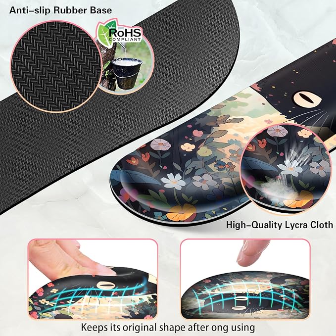 Canjoy Desk Mat with Wrist Rest, Desk Pad for Keyboard and Mouse 4-in-1 Kawaii Anime Mouse Pad + Keyboard Wrist Rest Support+ Coaster(35.4×15.7 in) Memory Foam Non-Slip Desk Mat for Home Office