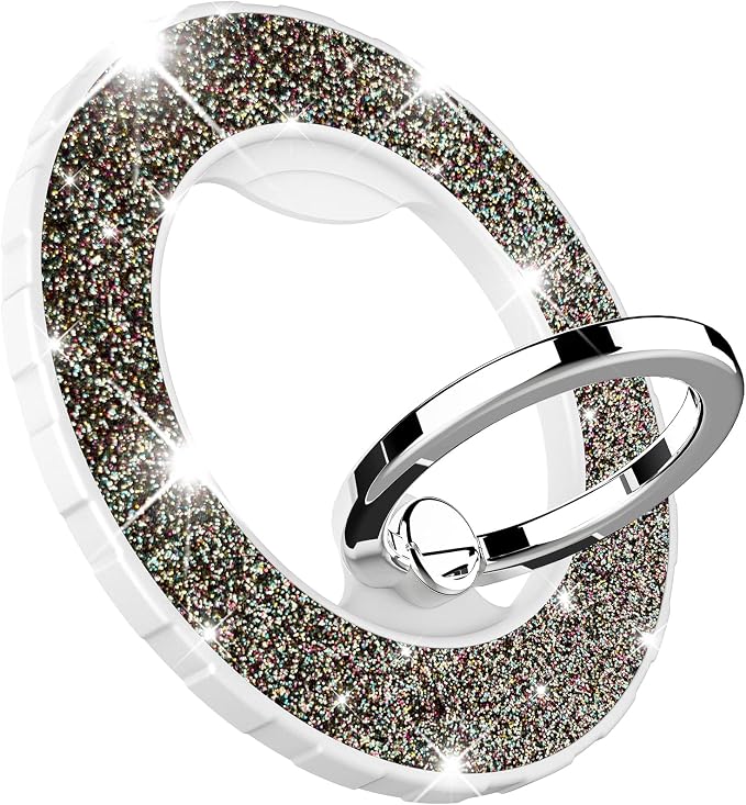 Magnetic Phone Ring Holder for magsafe, Glitter Magnetic Grip Compatible with iPhone 17 16 15 14 13 12 Pro max,Pro,Plus,Mini Mag Safe Pixel 10 Series,Adjustable Kickstand,Starlight