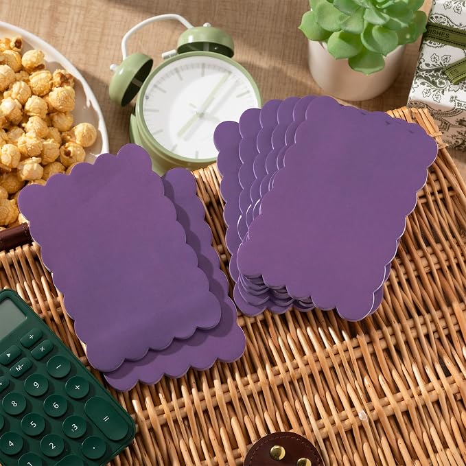 Eaasty 8 Pack Scalloped Sticky Notes 4" X 6" Purple Memo Pads | Aesthetic Cute Wavy Edges, Self-stick for School Office Desk, 240 Sheets Bulk, Pretty Design for Reminders Planning