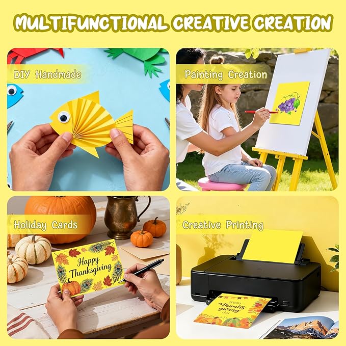 Lemon Yellow Cardstock Paper 8.5 x 11, 40 Sheets Cardstock Printer Paper 8.5x11, Yellow Card Stock Paper 8.5 x 11, 200 GSM Yellow Construction Paper for DIY Cards, Greeting Cards, Party Decorations