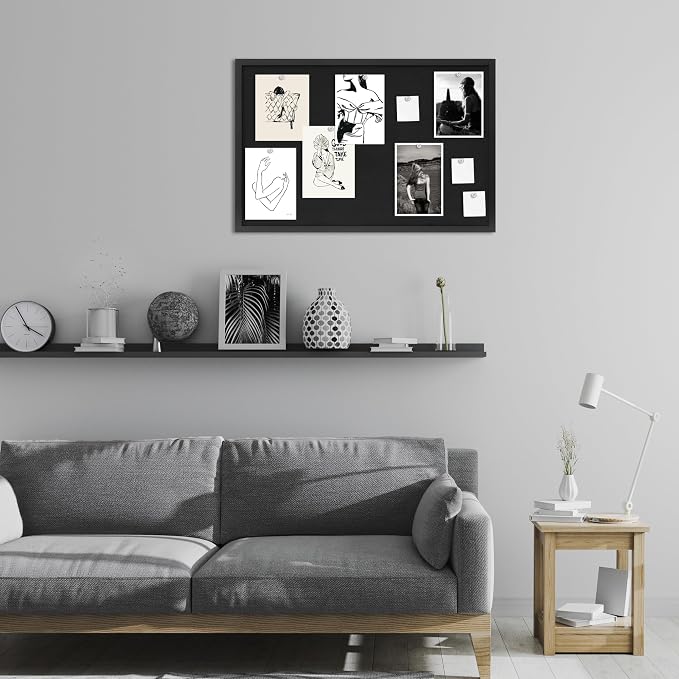 DAHAPYBOO Cork Board with Linen Black,Bulletin Board 23"x17" | Corkboards for Office Home School Message Board or Vision Board Decoration