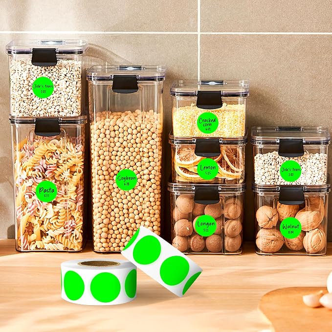 PARLAIM 3/4 Inch Color Coding Label Stickers,500PCS Circle Inventory Sticky Dots Sticker in Dispenser Box,Fluorescent Green Adhesive Round Dot Labels for Office Home(Fluorescent Green)