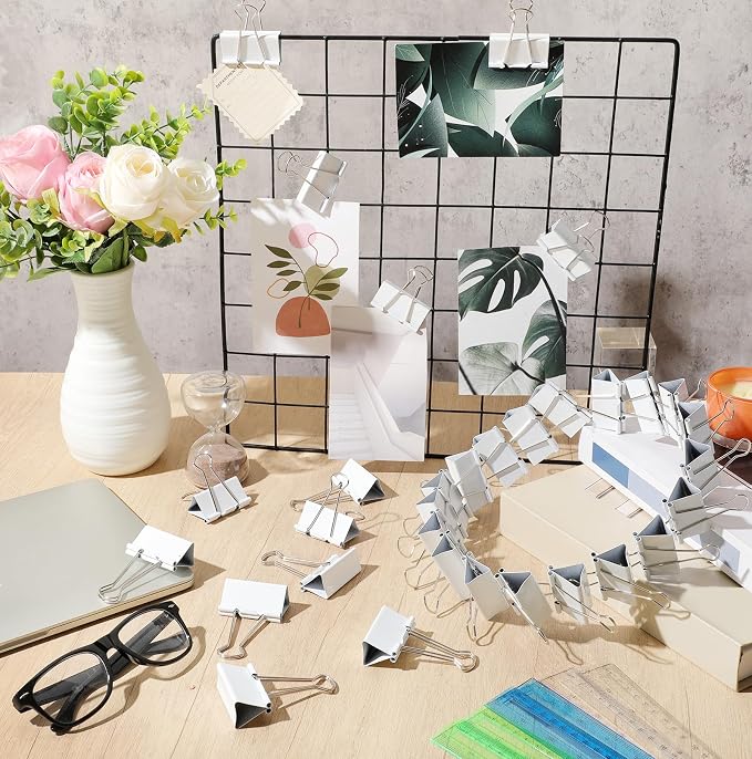 Jetec Extra Large Binder Clips Bulk 2 Inch Metal Jumbo Binder Clips Office Supplies Paper Clamps for Teachers Students Office Business Supplies(White,200 Pcs)
