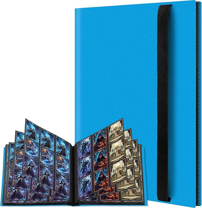 Trading Card Binder, Card Binder Album Folder Book Fit for MTG Baseball Football Sports Cards, Easy to Use Card Collection Binder (Sky Blue, 360 Pockets)