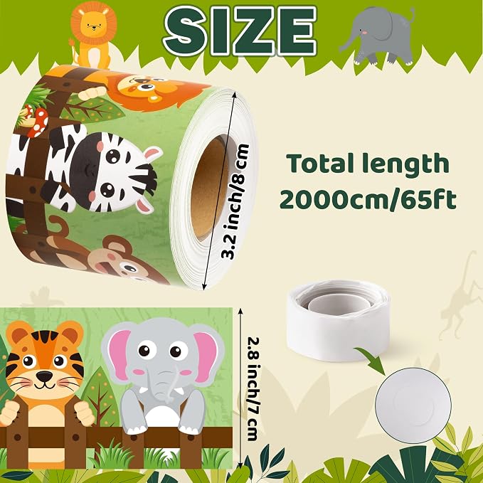 BeYumi Jungle Animals Border Trim - 65ft Back to School Jungle Animals Straight Rolled Border Trim Cute Safari Themed Zoo Animal Bulletin Board School Classroom Office Chalkboard Party Holiday Decor