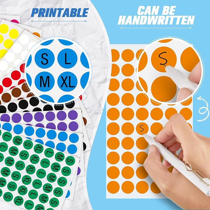 Epakh 4800 Pieces 1/2 Inch Colored Dot Stickers Round Labels 10 Colors | Circle Labels for Marking Organizing, Color Coding Adhesive, For Office Classroom Home Storage, Easy Peel Application