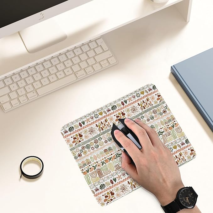 Premium Stitched Mouse Pad 10.2 x 8.3 in | Smooth, Washable Desk Mat with Non-Slip Base | Personalized Cute MousePads for Gaming,Work,Laptop, Computer, Office, Home (Bohemian Style)