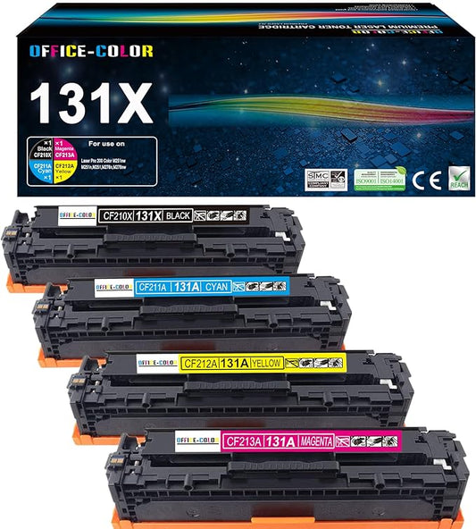 131A 131X Toner Cartridge 4 Pack Works with HP LaserJet Pro 200 Color M251nw,MFP M276nw (Black,Cyan,Yellow,Magenta)