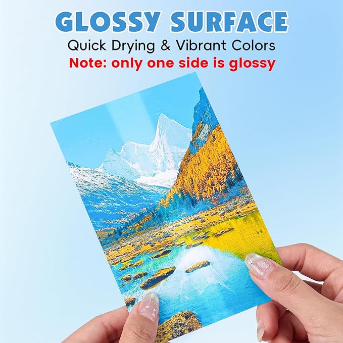 150 Sheets Glossy Photo Paper, 4in x 6in Inkjet Photo Printer Paper, Picture Paper for Photos, Calendars, Brochures, Cards, Menus(180gsm / 48lb)