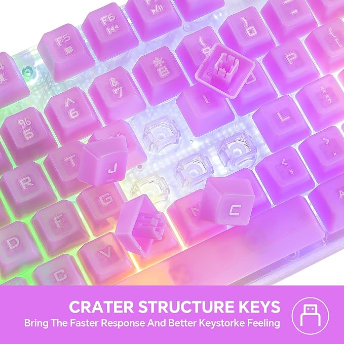 RGB Gaming Keyboard and Mouse Combo,USB Wired Custom Clear Keyboards | Rainbow LED Backlight Transparent Keyboard Mouse Set for Computer Windows PC PS4 Xbox Laptop