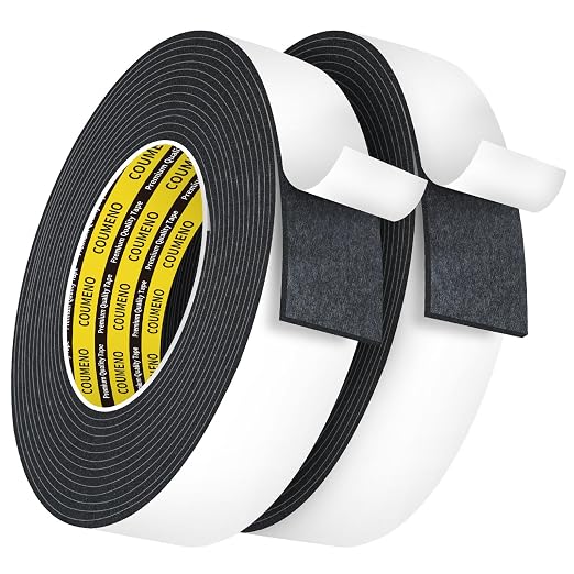 Heavy Duty Double Sided Tape,Black Foam Tape,2 Pack 2 in X 16.4 ft | High Tack Strong Adhesive Foam Mounting Tape, Weatherproof Sealing Foam Tape, Easy Peel & Stick for Home Office School