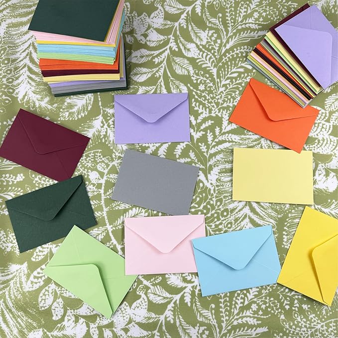 150 Packs of Gift Card Envelopes, 10 colors Mini Envelopes, Gift Card Holder, Business Card Envelopes(4"x2.75") (Multicolor)