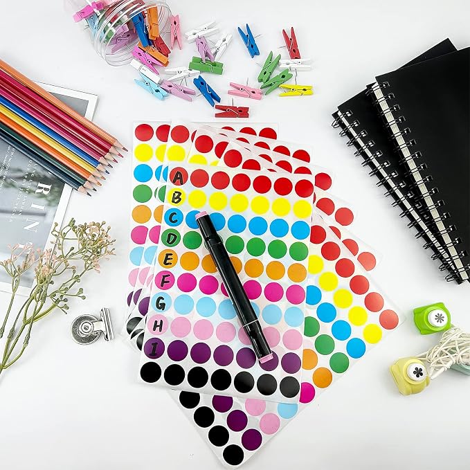 2800 PCS Colored Dot Stickers- 3/4" Round Circle Coding Label | Used as calendar markers, kindergarten activities, craftst, recommended for writing with oil-based markers,strong adhesion.