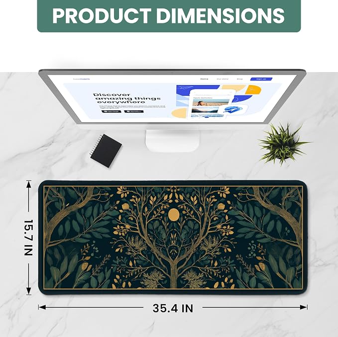 Aesthetic Desk Mat, Cute Hidden Bloom Desk Pad Protector for Work & Decor, 35.4" x 15.7", Pretty Non-Slip Extended Mouse Pad for Office or Home