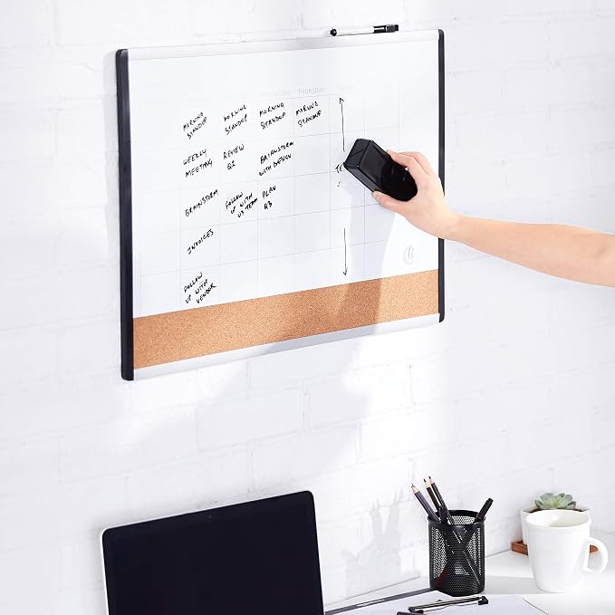 Amazon Basics Dry-Erase Whiteboard Erasers with Soft Pile, for School, Office, Home, and Classroom, Black, 8-Pack
