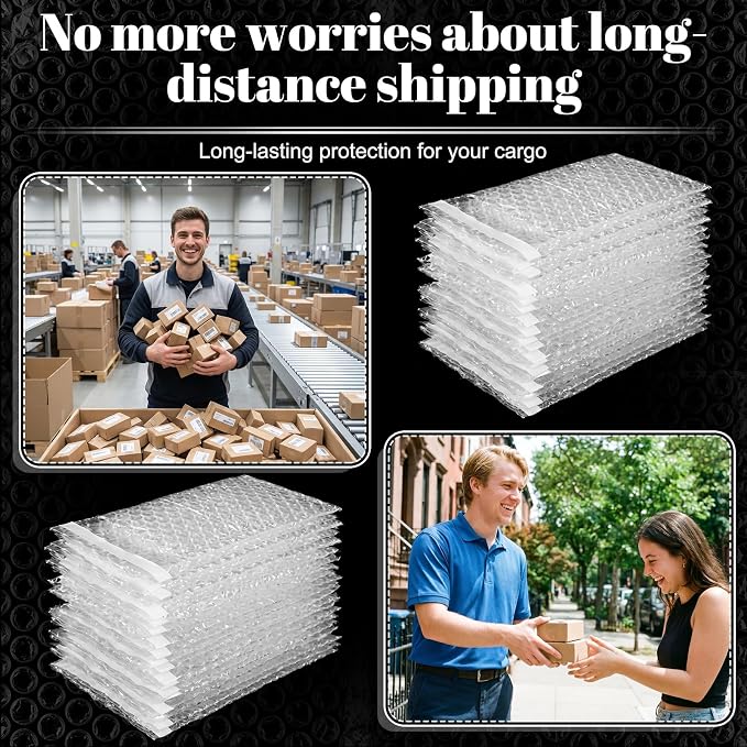 Frienda 500 Pcs Self Adhesive Bubble Bags Packing Pouches, 2" X 3.15" | Double Wall Clear Protective Wrap, Shockproof for Small Business Shipping Packaging, Cushioned Fragile Items Protection