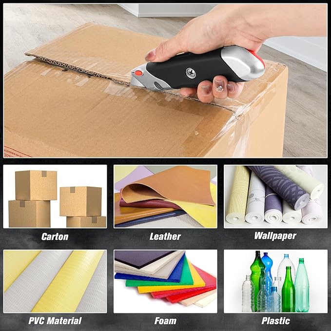 DIYSELF 10Pack Box Cutter, Rubber Handle Utility Knife, Box Cutter Retractable Heavy Duty, Box Cutters Knife for Boxes, cardboard, cartons, Razor Knife for Warehouse, Office, Shaop