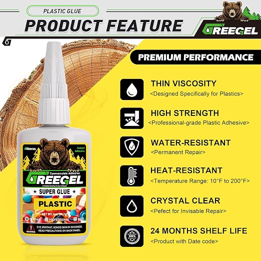 Plastic CA Glue, 2 oz Clear Super Glue for Plastic Models 3D Prints | Instant Cyanoacrylate Adhesive for Plastic Model, 3d Printed Parts.Heavy-Duty Bond On Metal, Wood and Ceramic Surfaces