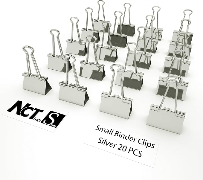 Nctinystore Binder Clips Small Metal Clamp - 3/4 in (0.75 inch) (Silver, 20 - Count)