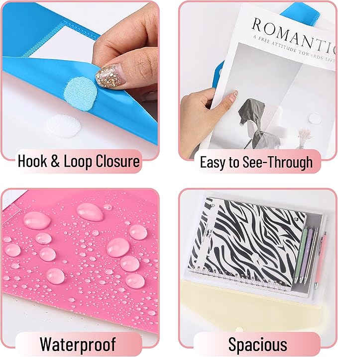 Mr. Pen- Clear Plastic Envelopes, 10 Pack, A4, Letter Size, Colorful, Clear Folders for Documents Plastic Envelopes for Documents