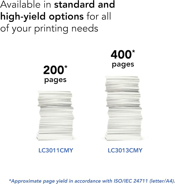 Brother Printer LC3011C Single Pack Standard Cartridge Yield Up to 200 Pages LC3011 Ink Cyan