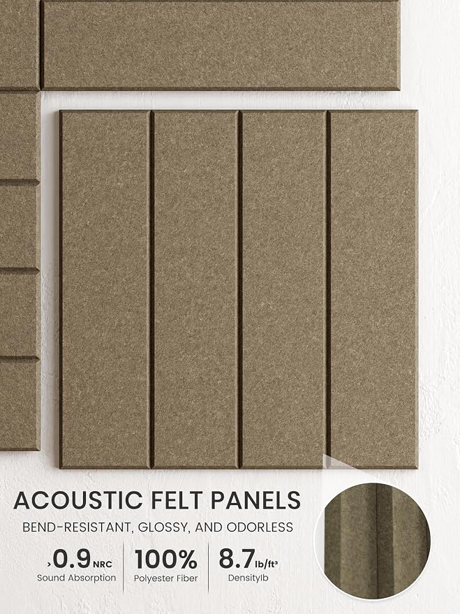 Bumusty 36"x 24" Large Felt Bulletin Board Tiles, Earth Brown | 6-Pack Cork Board Alternative, Wall Decor, 30 Pushpins, 30 Adhesive Tabs, Vision Board, Office, Classroom, Home, Dorm