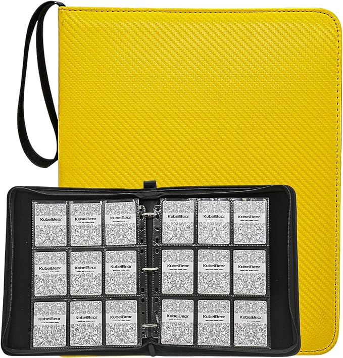 Card Binder – 720 Capacity, Zippered Trading Card Holder for MTG, Sports & Collectible Cards – Acid-Free, Durable & Travel-Friendly Storage (Yellow, 9 Pocket)