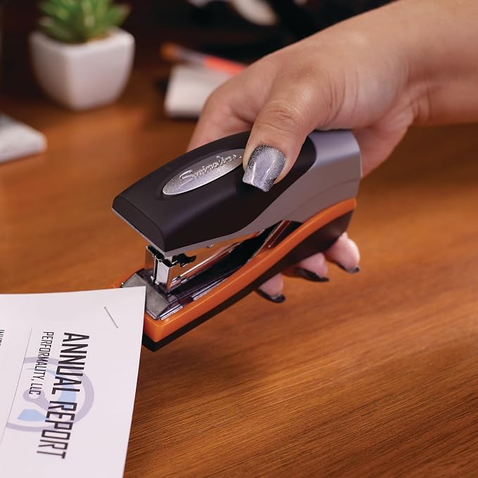 Swingline Stapler,40 Sheet Capacity,Optima 40,Jam Free,Reduced Effort,Compact,Soft Grip,Metal,Orange,Silver and Black (87842),(Pack of 6)
