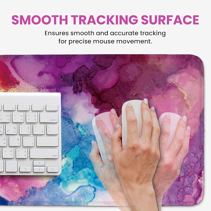 Aesthetic Desk Mat, Cute Color Splash Desk Pad Protector for Work & Decor, 31.5" x 11.8", Pretty Non-Slip Extended Mouse Pad for Office or Home