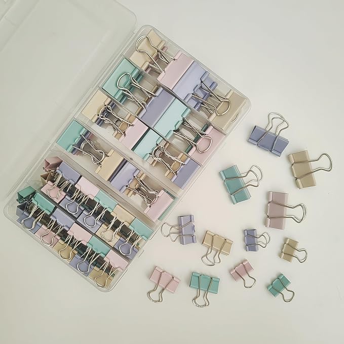76 Pcs Colored Binder Clips Paper Clamps Assorted Sizes Small Medium Large Colorful Binder Clips for Office Supplies Set